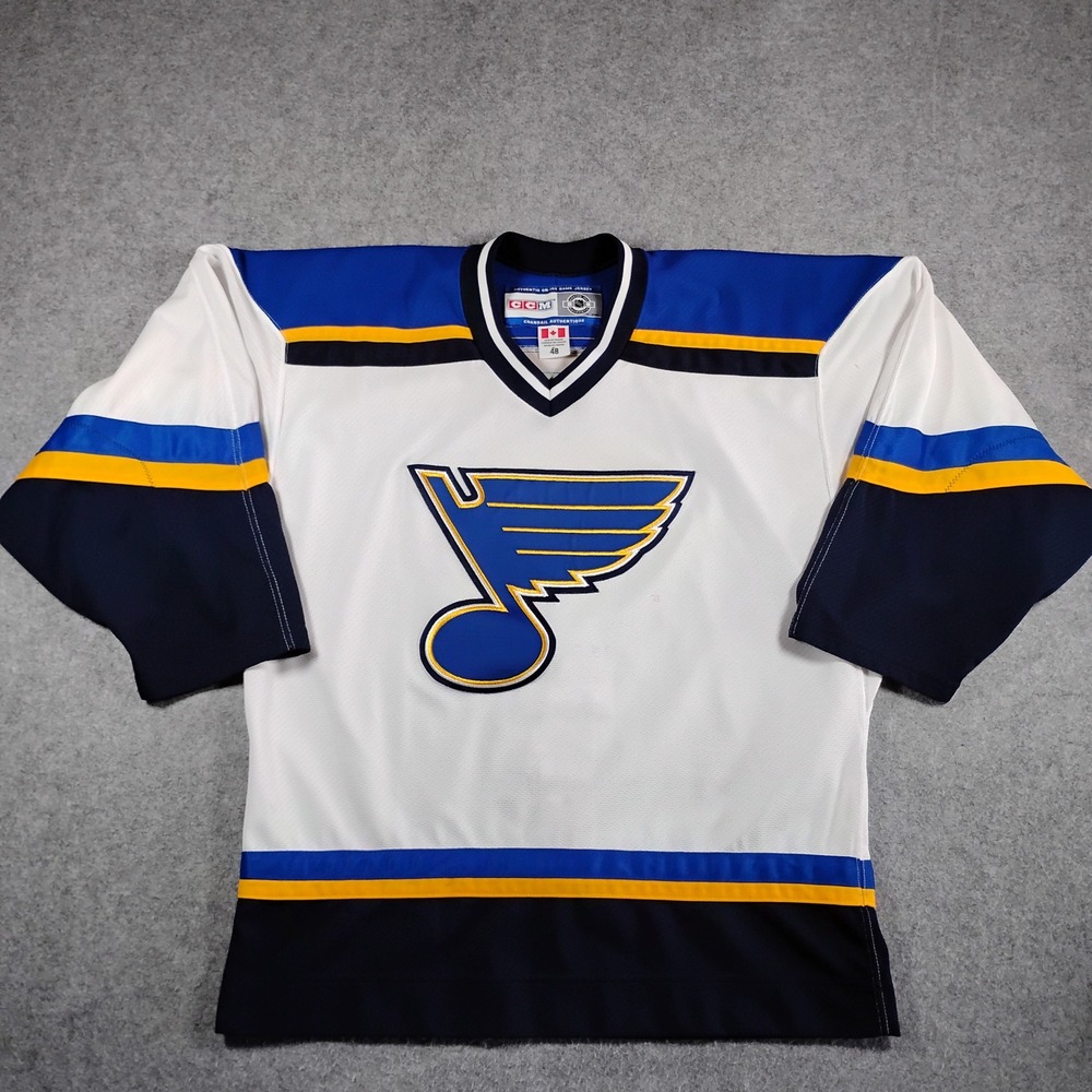 CCM St Louis Blues NHL‎  On-Ice Game Jersey White Blue 48 Made in Canada